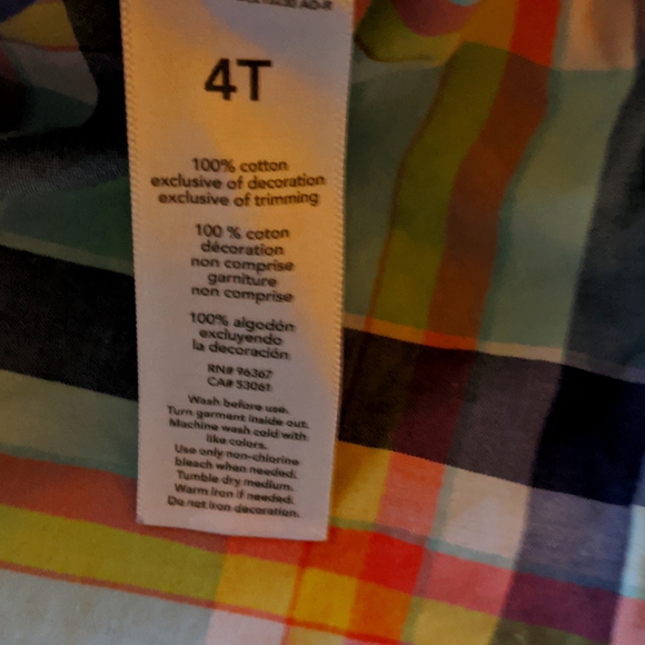 🐻4T, Oshkosh B'Gosh, plaid 100% cotton shirt - Picture 4 of 4